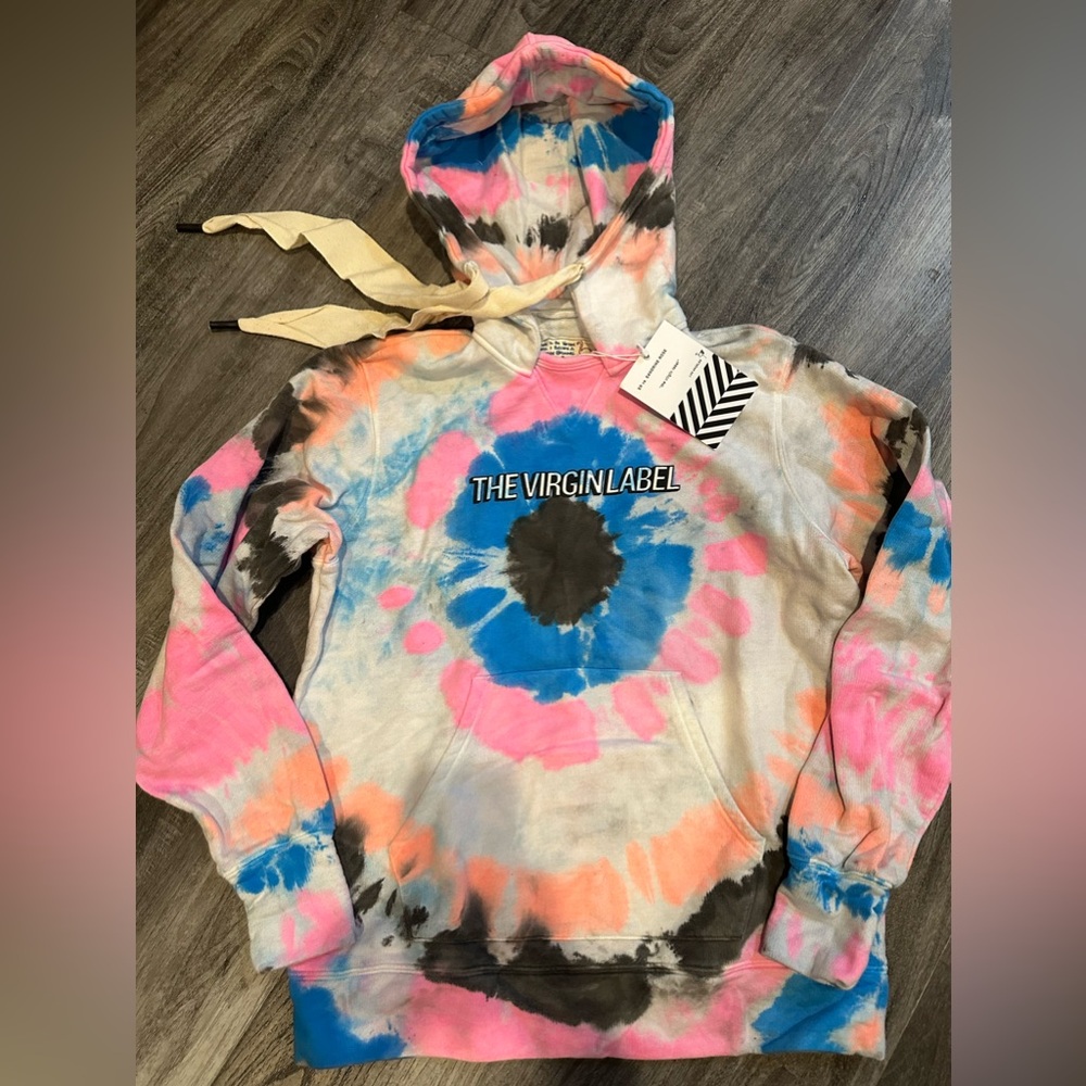 NWT Sandrine Rose Women's Pink Tie Dye Pullover Hoodie Size S